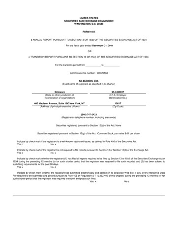 Thumbnail Safe & Green Holdings 10-K Annual Report 2011