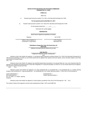 Thumbnail Neonode 10-Q Quarterly Report FY2012 