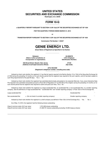 Thumbnail Genie Energy
 10-Q Quarterly Report FY2012 