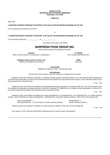 Thumbnail Barfresh Food Group 10-Q Quarterly Report FY2013 
