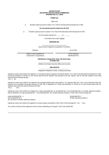 Thumbnail Neonode 10-Q Quarterly Report FY2012 