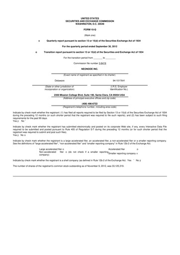 Thumbnail Neonode 10-Q Quarterly Report FY2012 