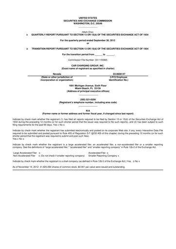 Miniature Blink Charging
 10-Q Rapport trimestriel 2012 