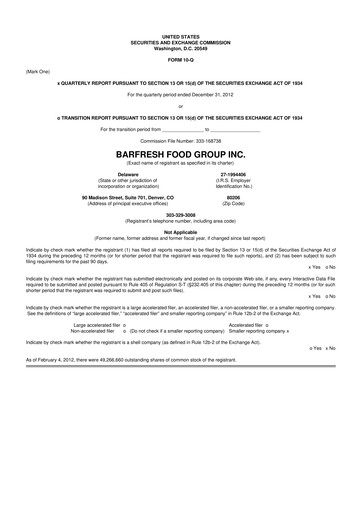 Thumbnail Barfresh Food Group 10-Q Quarterly Report FY2013 