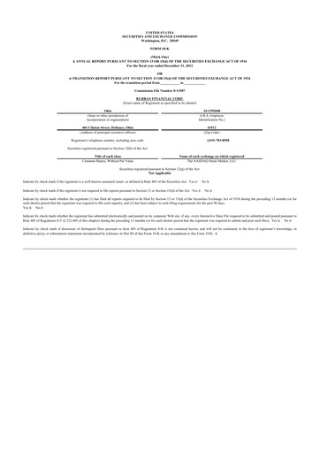 Thumbnail SB Financial Group 10-K Annual Report 2012