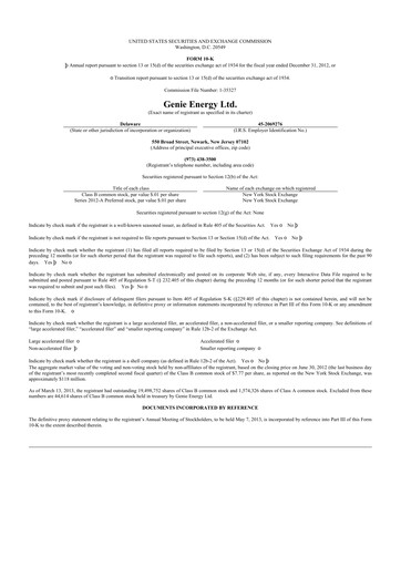 Thumbnail Genie Energy
 10-K Annual Report 2012