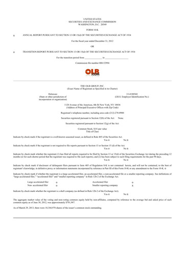 Thumbnail OLB Group 10-K Annual Report 2012