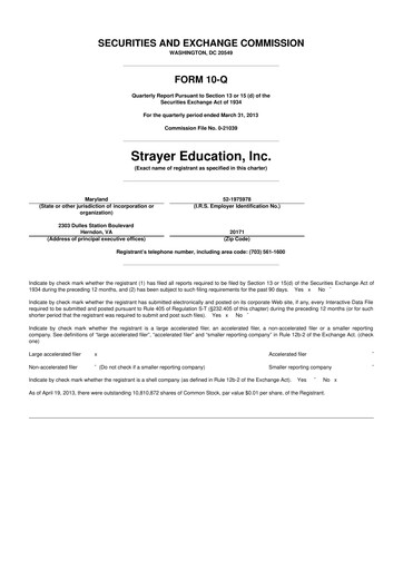 Thumbnail Strategic Education
 10-Q Quarterly Report FY2013 