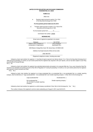 Thumbnail Neonode 10-Q Quarterly Report FY2013 