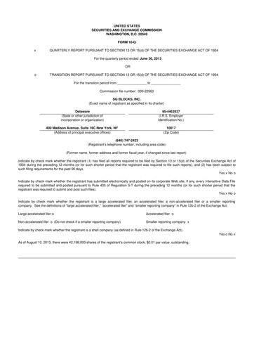 Miniature Safe & Green Holdings 10-Q Rapport trimestriel 2013 