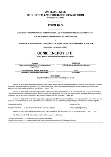 Thumbnail Genie Energy
 10-Q Quarterly Report FY2013 