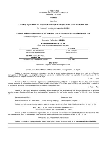 Thumbnail Actinium Pharmaceuticals 10-Q Quarterly Report FY2013 