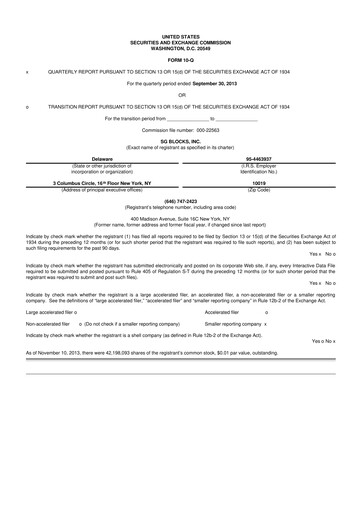 Miniature Safe & Green Holdings 10-Q Rapport trimestriel 2013 