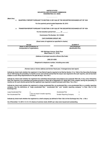 Miniature Blink Charging
 10-Q Rapport trimestriel 2013 