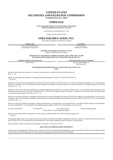 Thumbnail Strategic Education
 10-K Annual Report 2013