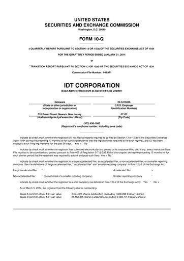Thumbnail IDT Corporation
 10-Q Quarterly Report FY2014 