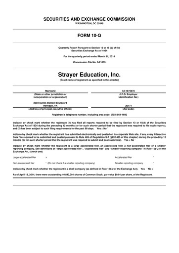 Thumbnail Strategic Education
 10-Q Quarterly Report FY2014 