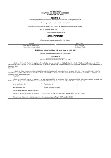 Thumbnail Neonode 10-Q Quarterly Report FY2014 