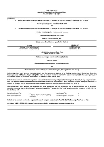 Miniature Blink Charging
 10-Q Rapport trimestriel 2014 