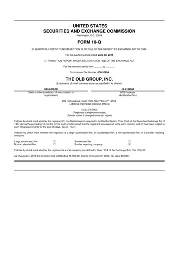 Thumbnail OLB Group 10-Q Quarterly Report FY2014 