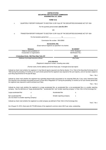 Miniature Safe & Green Holdings 10-Q Rapport trimestriel 2014 