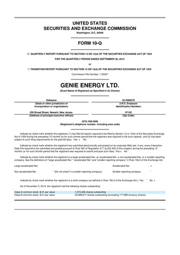 Thumbnail Genie Energy
 10-Q Quarterly Report FY2014 