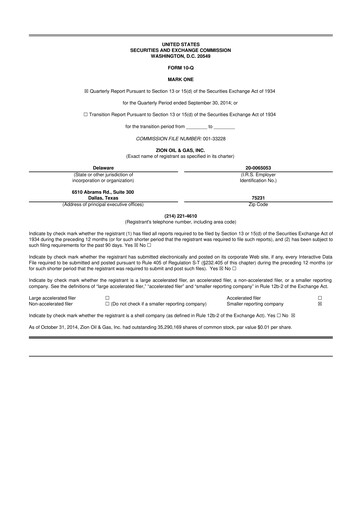 Thumbnail Zion Oil & Gas 10-Q Quarterly Report FY2014 