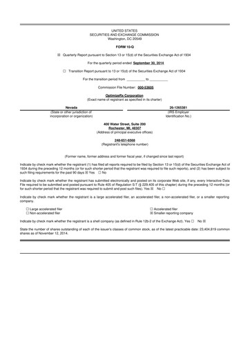Thumbnail OptimizeRx 10-Q Quarterly Report FY2014 