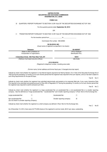 Miniature Safe & Green Holdings 10-Q Rapport trimestriel 2014 
