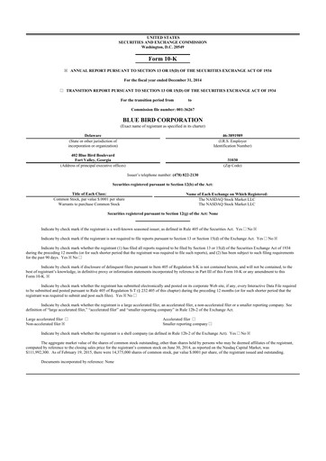 Thumbnail Blue Bird Corporation
 10-K Annual Report 2014