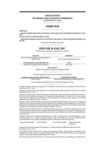 Miniature Zion Oil & Gas 10-K Rapport annuel 2014