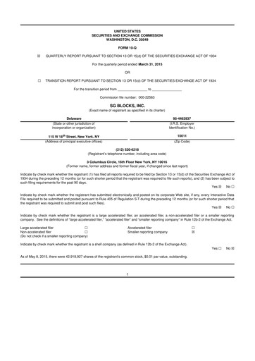 Miniature Safe & Green Holdings 10-Q Rapport trimestriel 2015 