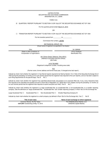 Miniature SB Financial Group 10-Q Rapport trimestriel 2015 