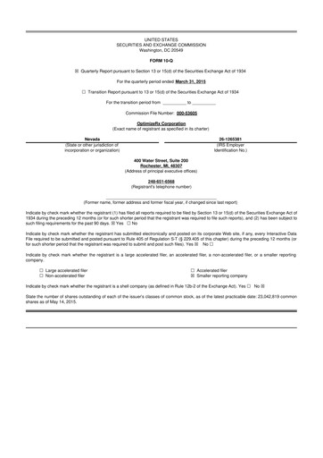 Thumbnail OptimizeRx 10-Q Quarterly Report FY2015 