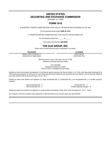 Thumbnail OLB Group 10-Q Quarterly Report FY2015 