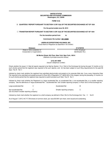 Thumbnail Lindblad Expeditions 10-Q Quarterly Report FY2015 