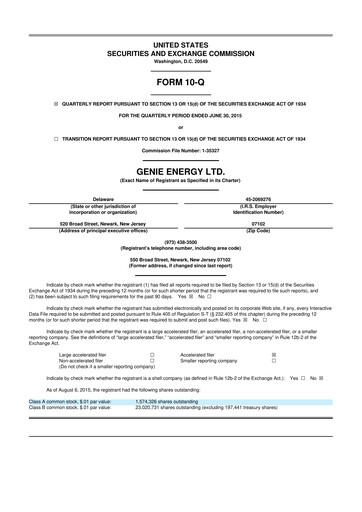 Thumbnail Genie Energy
 10-Q Quarterly Report FY2015 