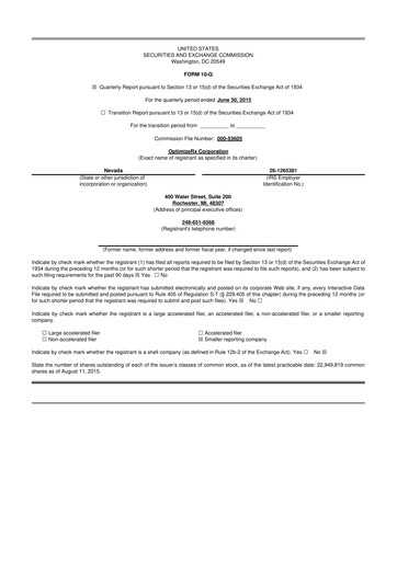 Thumbnail OptimizeRx 10-Q Quarterly Report FY2015 