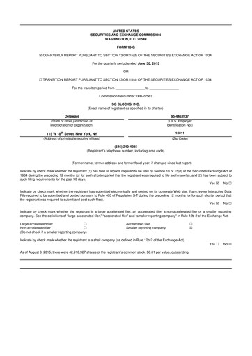 Miniature Safe & Green Holdings 10-Q Rapport trimestriel 2015 