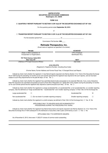 Thumbnail Relmada Therapeutics 10-Q Quarterly Report FY2016 