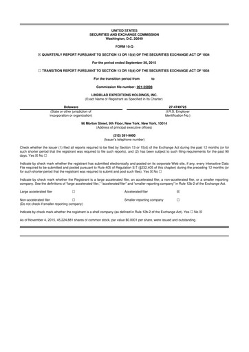 Thumbnail Lindblad Expeditions 10-Q Quarterly Report FY2015 