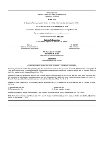 Thumbnail OptimizeRx 10-Q Quarterly Report FY2015 