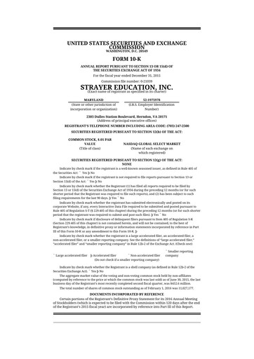 Thumbnail Strategic Education
 10-K Annual Report 2015