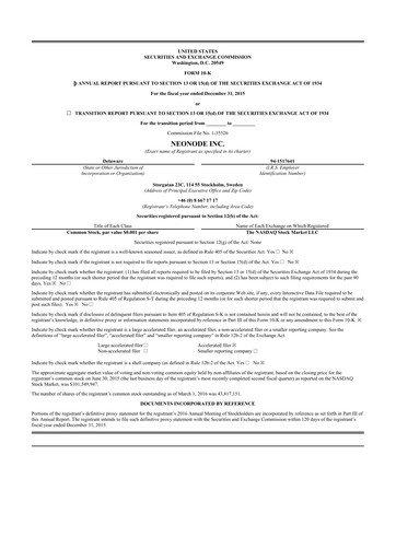 Thumbnail Neonode 10-K Annual Report 2015