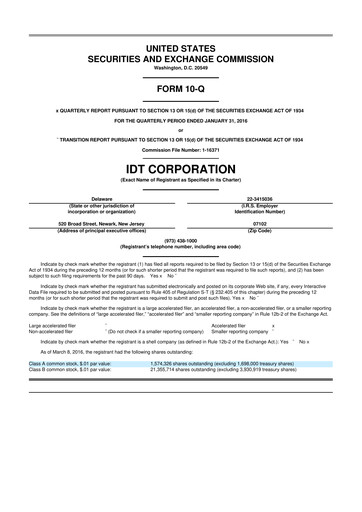 Thumbnail IDT Corporation
 10-Q Quarterly Report FY2016 