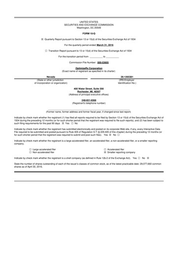 Thumbnail OptimizeRx 10-Q Quarterly Report FY2016 