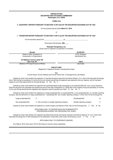 Thumbnail Relmada Therapeutics 10-Q Quarterly Report FY2016 