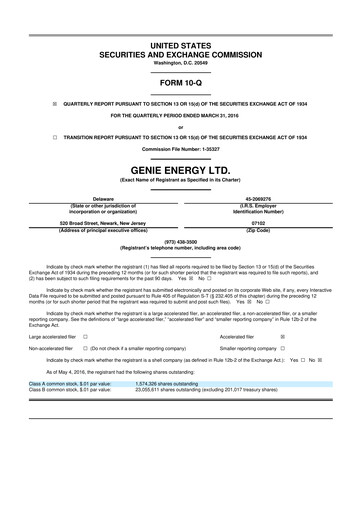 Thumbnail Genie Energy
 10-Q Quarterly Report FY2016 