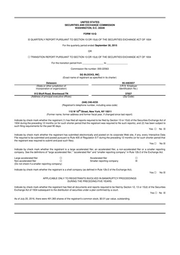 Miniature Safe & Green Holdings 10-Q Rapport trimestriel 2015 