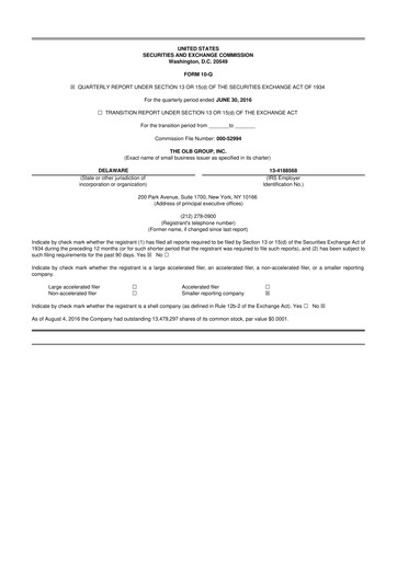 Thumbnail OLB Group 10-Q Quarterly Report FY2016 